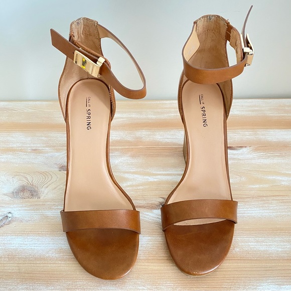 Call It Spring Chunky Heeled Ankle Strap Women’s Sandals - Tan / Brown - Picture 13 of 15